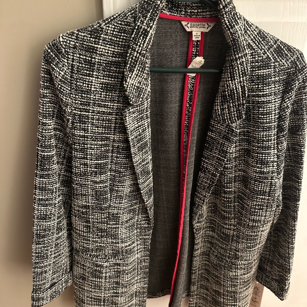 Nanette Lepore Black and White Checkered Blazer